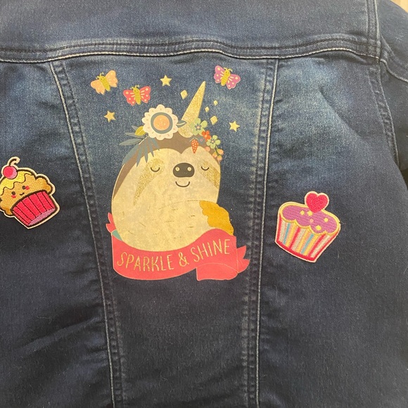 Gymboree kids Jean Jacket sz L 10-12 with Decals - Picture 7 of 7